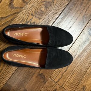 Vionic Black Suede Loafer Flats